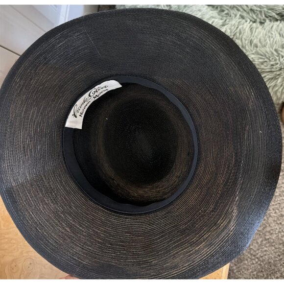 Vintage Frank Olive Neiman Marcus Hat Womens Black Rolled Brim Church Sun Garden main image 5